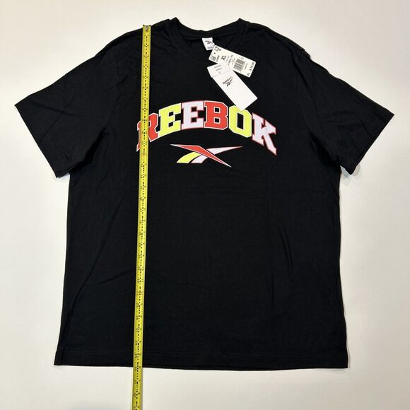Reebok Spellout Logo Shirt Adult Extra Large XL Black Short Sleeve Basketball - Picture 11 of 12